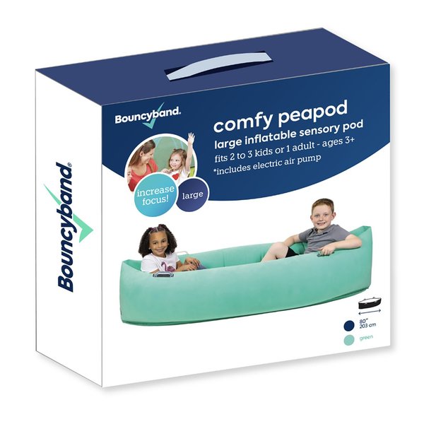 Bouncybands Comfy Peapod, Inflatable Sensory Pod, 80in, Green PD80GR